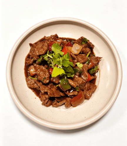 Ternera cantones con cilantro